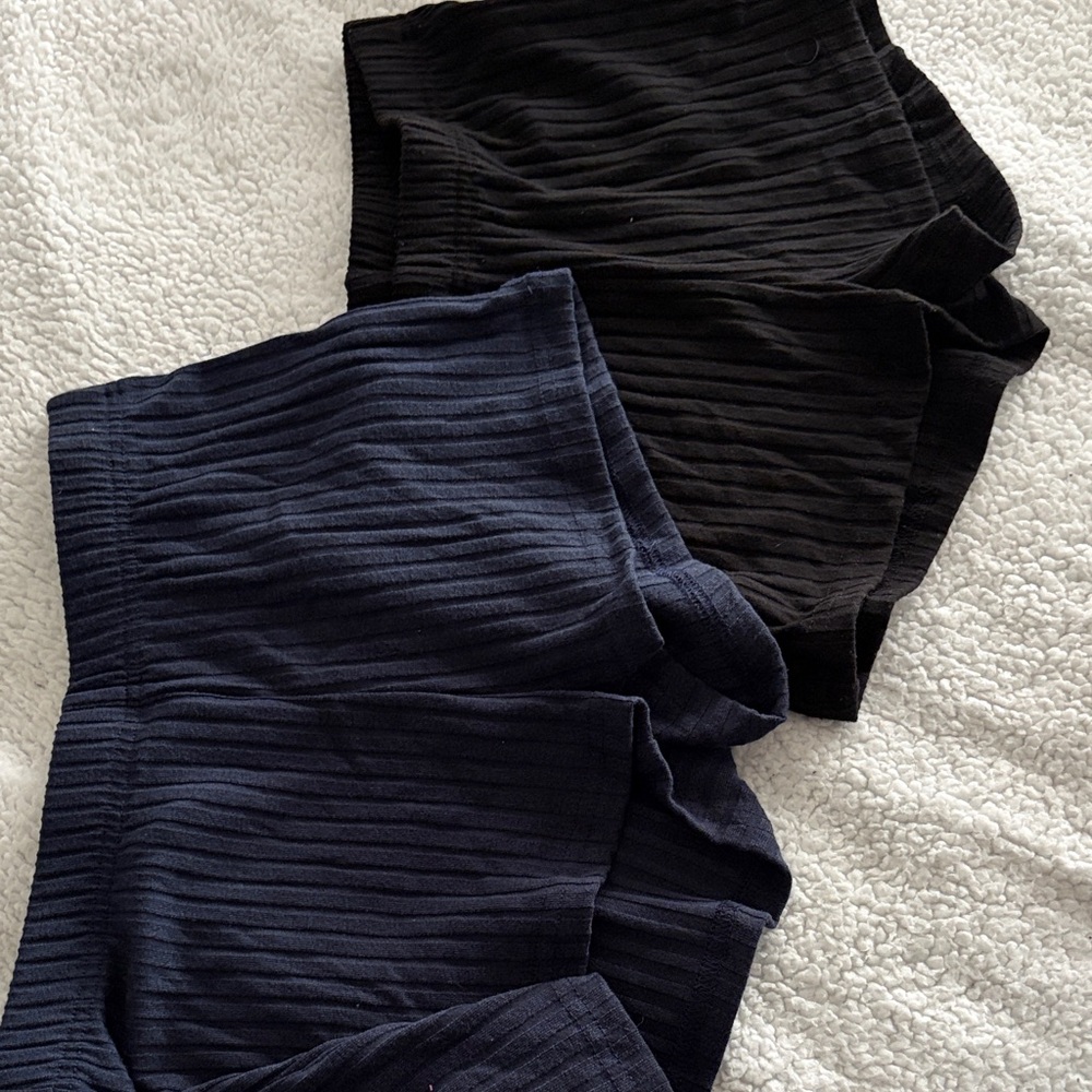 Black and Navy Ribbed Shorts Set